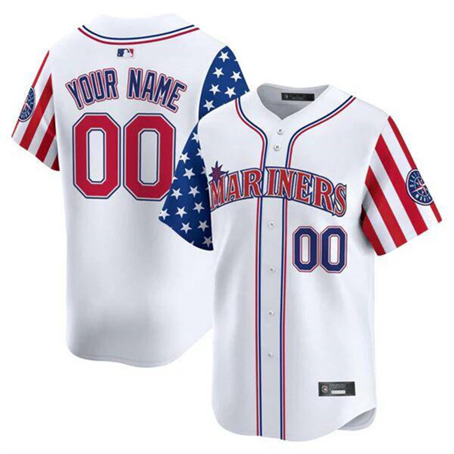 Men's Seattle Mariners Active Player Custom White 2025 Independence Day Limited Stitched jersey Men's Seattle Mariners Active Player Custom White 2025 Independence Day Limited Stitched jersey